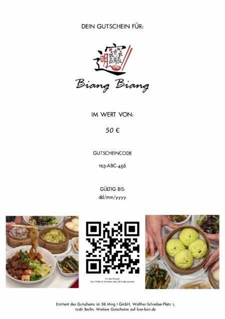 Restaurant-Gutschein für Biang Biang Ming